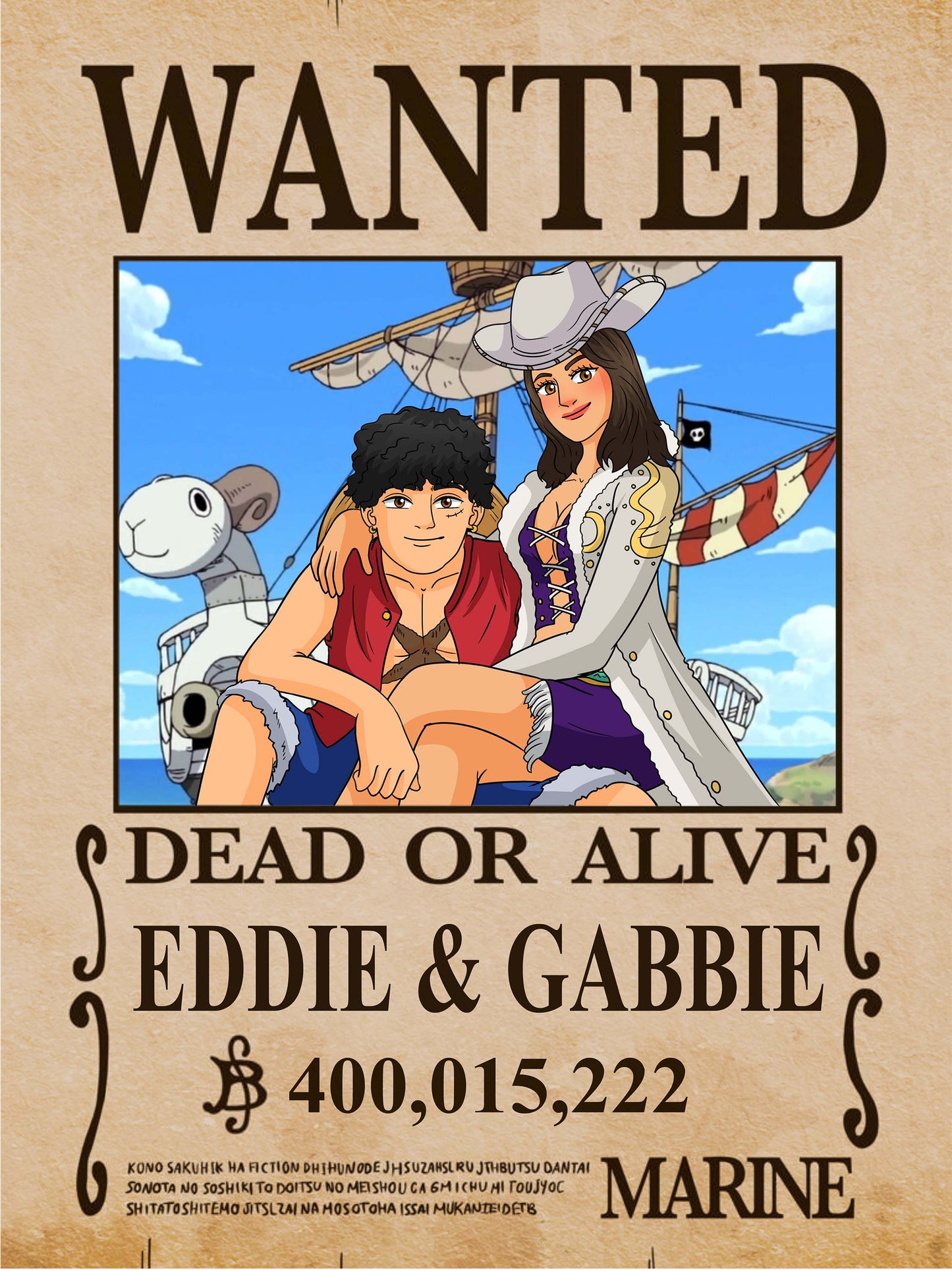 One-Piece Wanted Poster Portrait – The Anime Portrait Shop