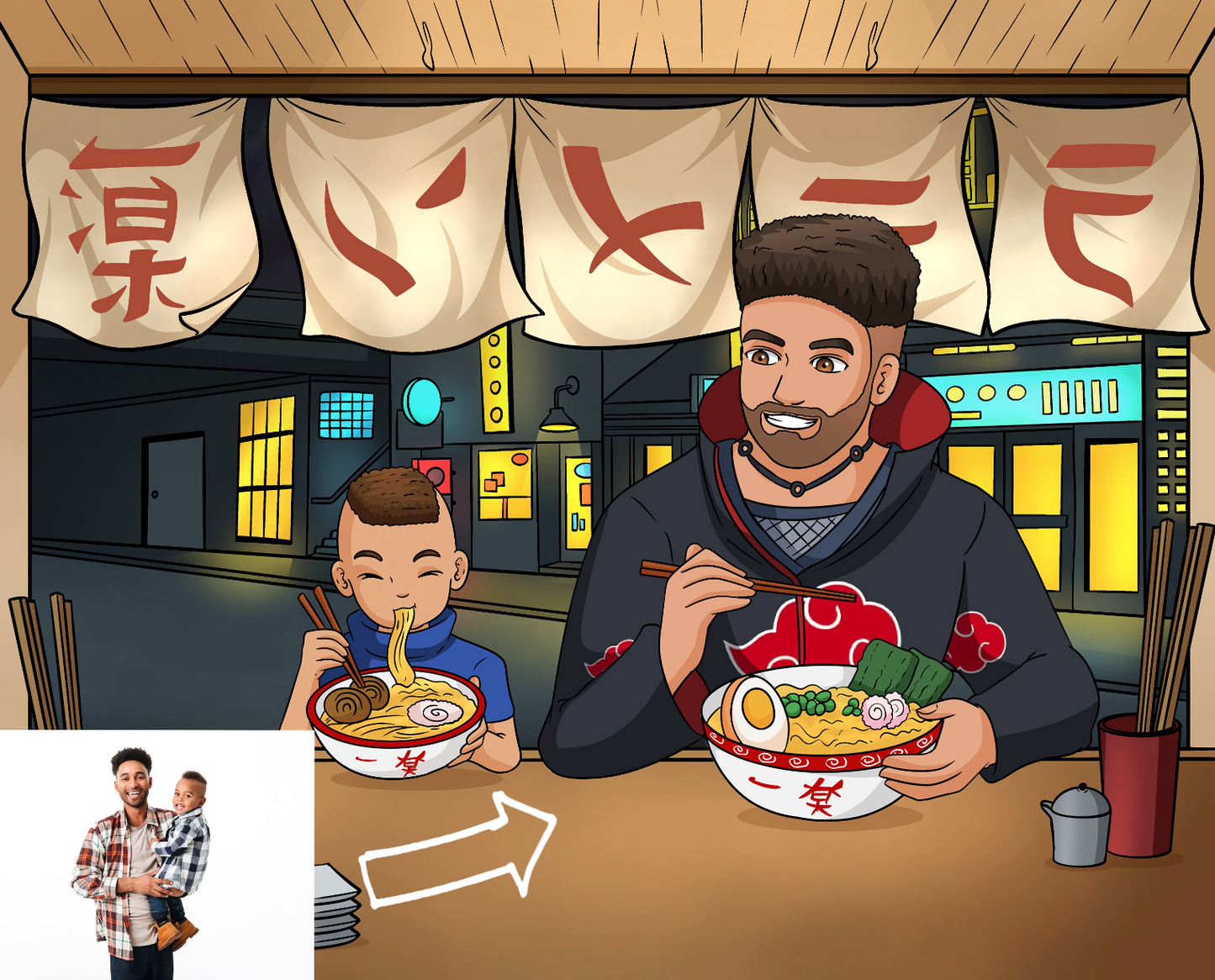 Naruto-Style Restaurant Portrait